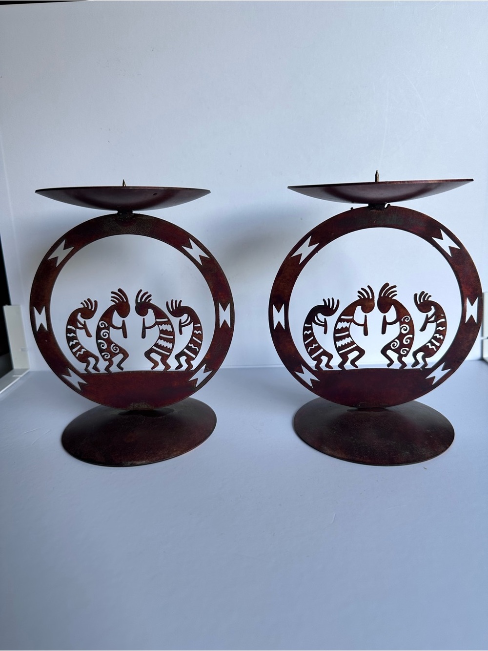 Kokopelli Copper Candle Holders - Set of 2